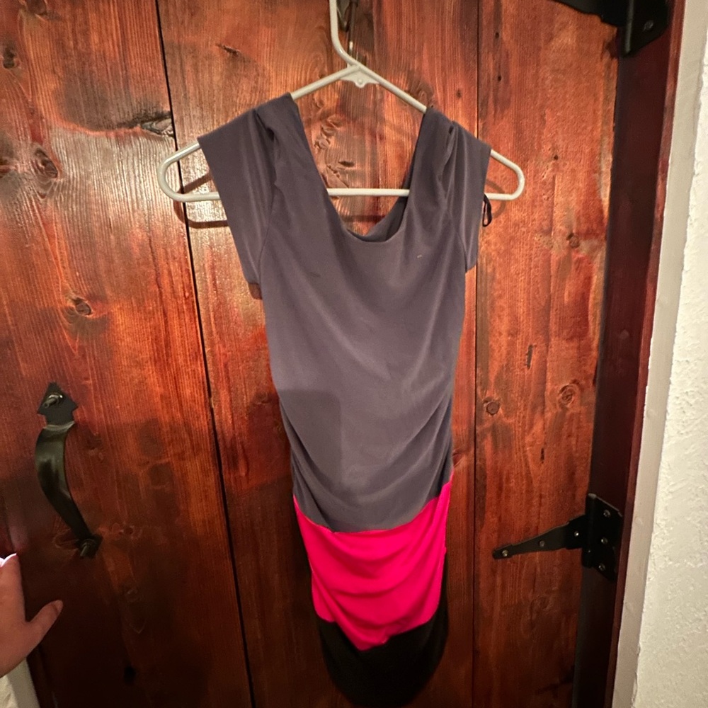 Rare Editions Gray and Pink Mini Dress